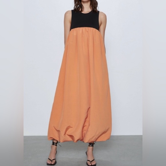 Zara orange and black sleeveless maxi dress - Picture 6 of 6